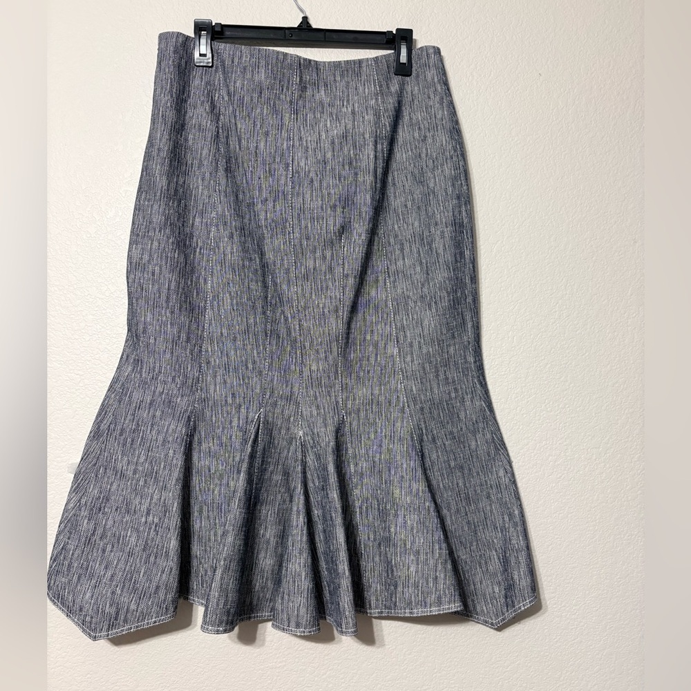 Derek Lam Textured Denim Slubby Weave of White & Blue Trumpet Back Detail. USA